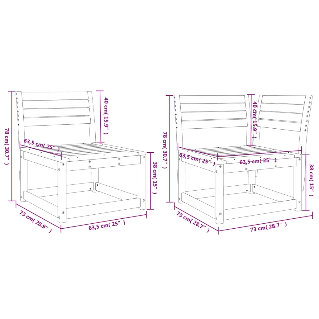 Set Salotto da Giardino 5 pz Bianco in Legno Massello di Pino