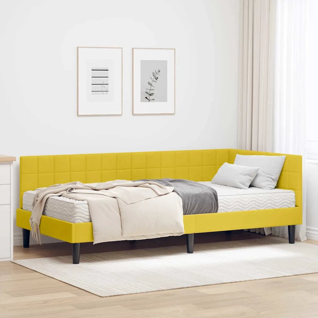 Struttura Letto Angolare con Materasso 2 pz-Giroletto con materasso Giallo Velluto 599196