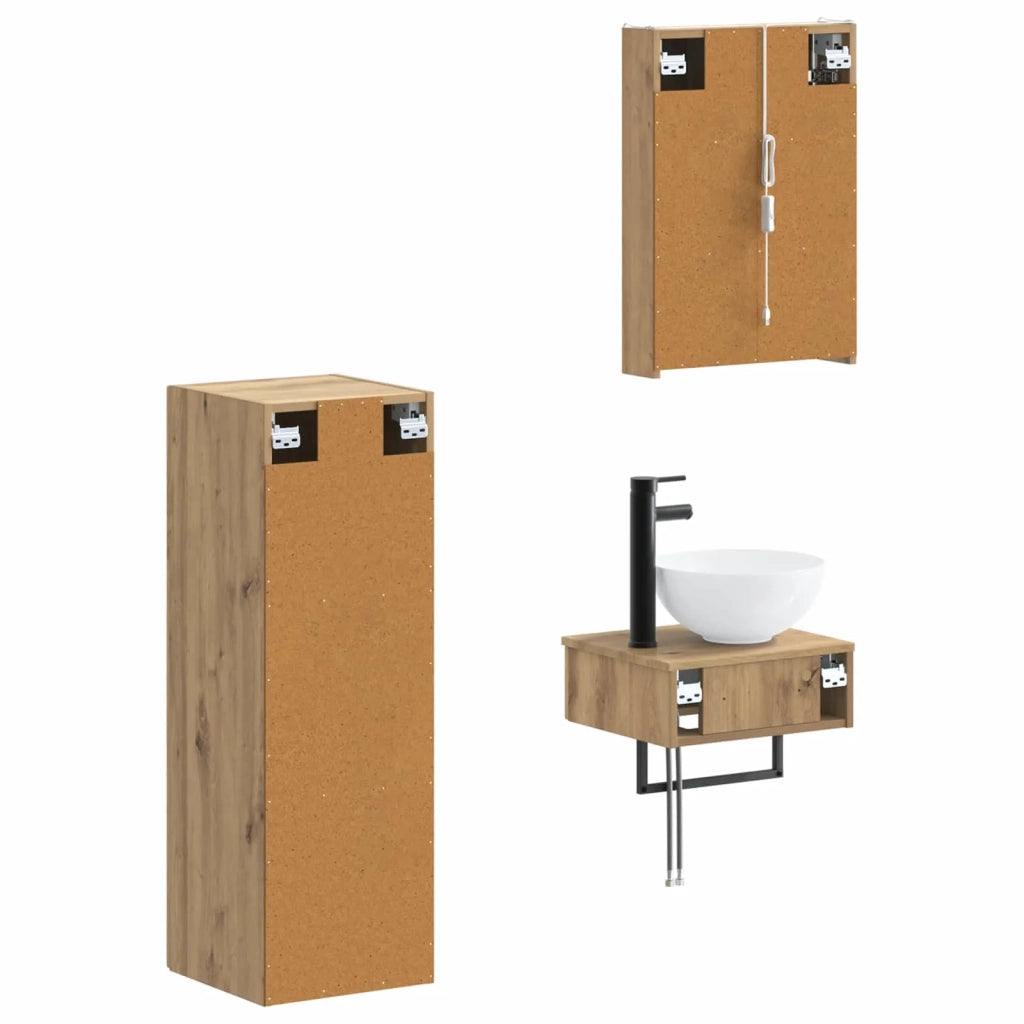 Set di Armadi da Bagno 4 pcs Rovere Artigianale 3407382