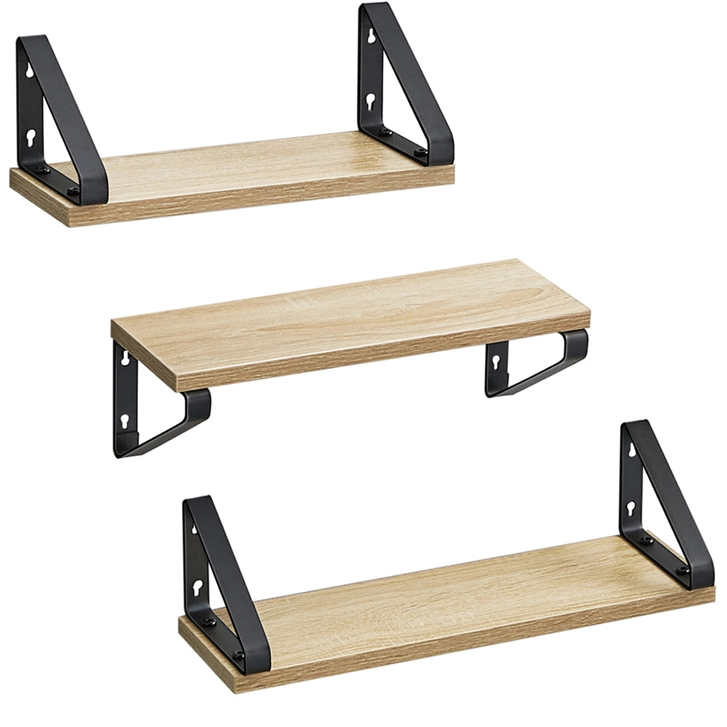 Set di 3 mensole da parete Valora - Rovere Sonoma con cornice nera