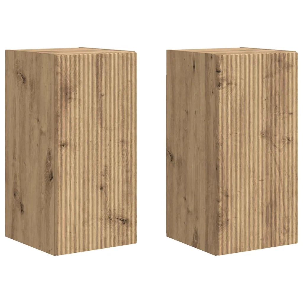 Mobile TV da parete 2 pz-Set di 2 Mobile TV a Muro-Credenza TV Rovere Artigianale 30 x 31 x 60 cm
