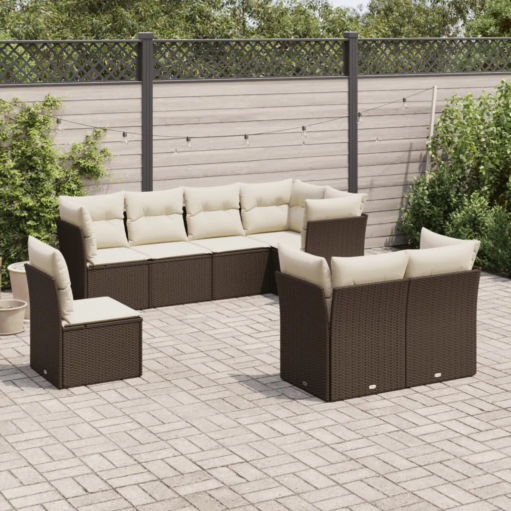Set Divani da Giardino 8 pz con Cuscini Marrone in Polyrattancod mxl 87294