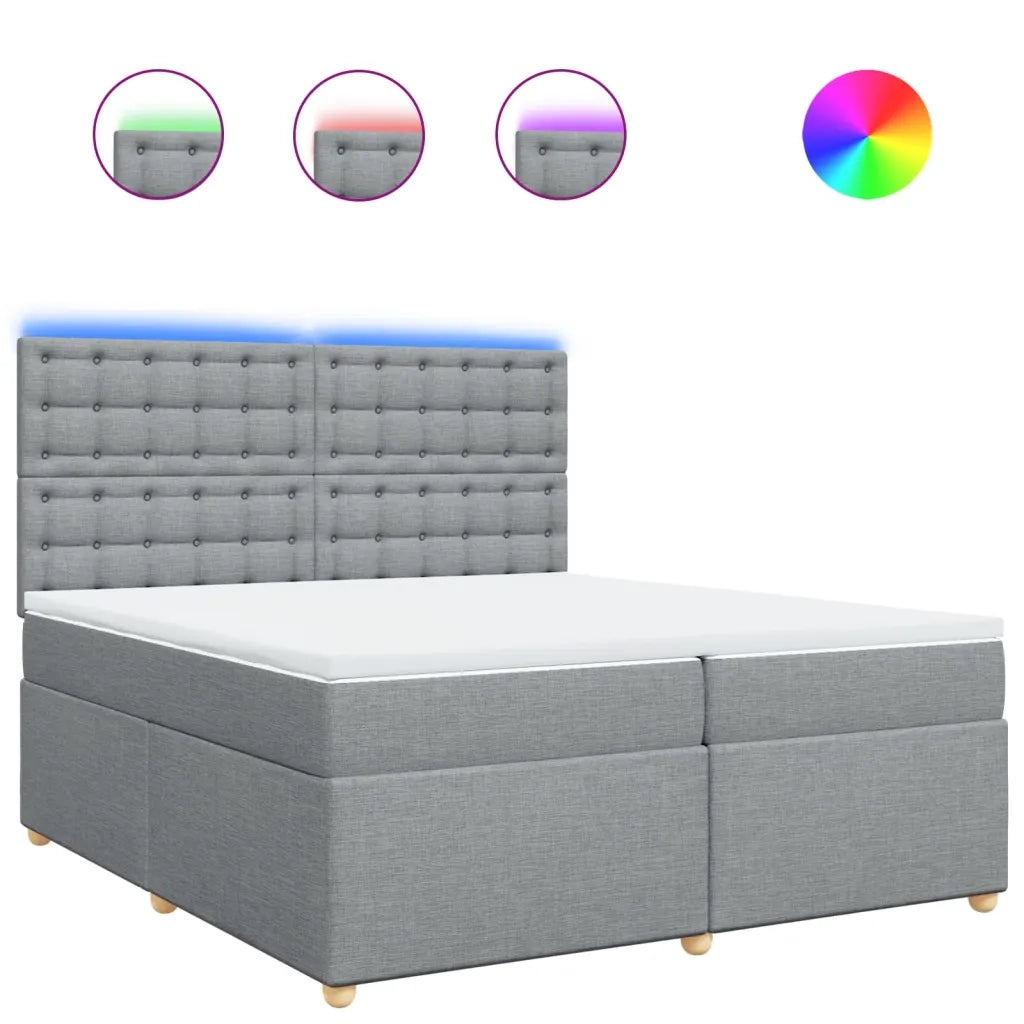 vidaXL Giroletto a Molle con Materasso Grigio Chiaro 200x200cm Tessuto