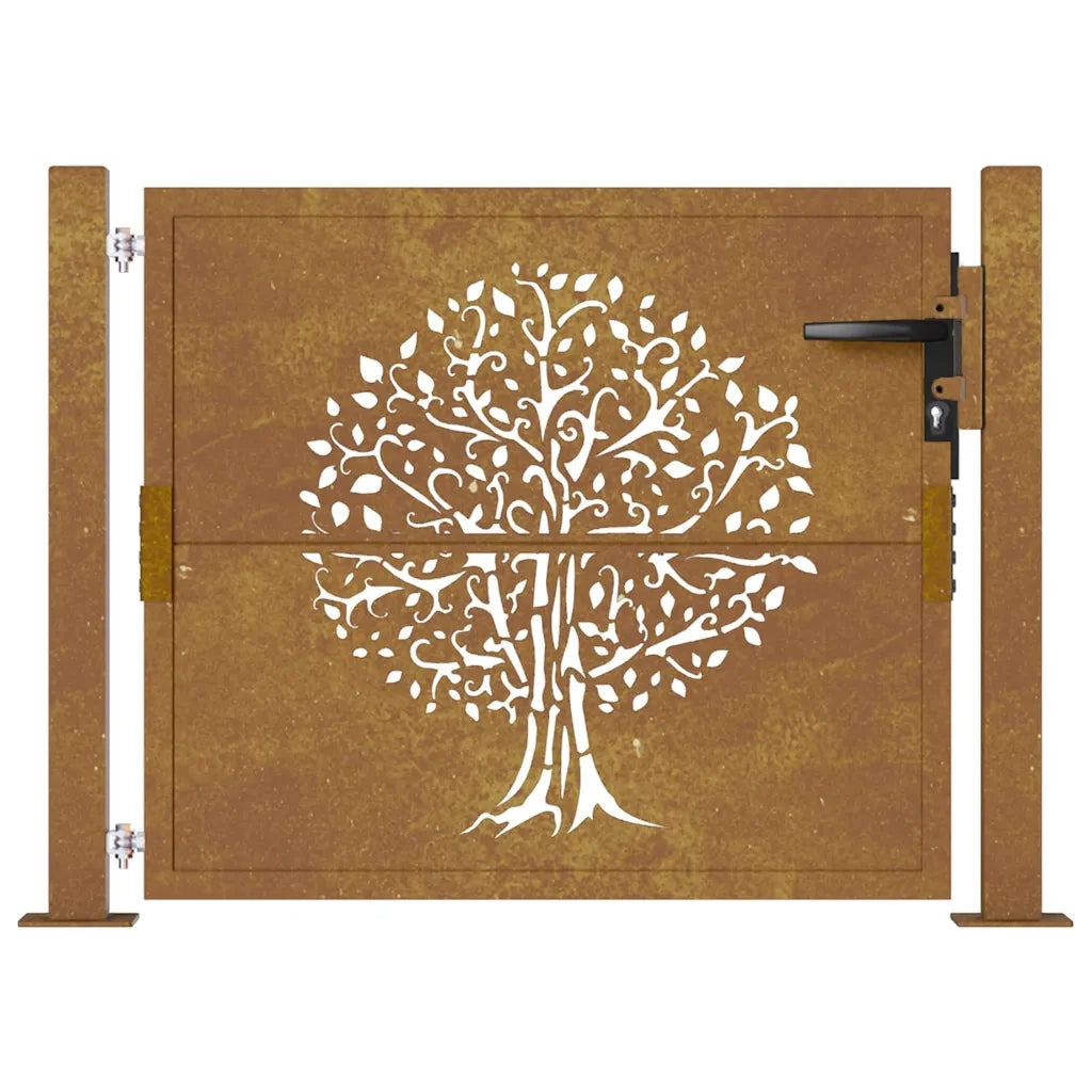 Cancello da giardino 100x75 cm in acciaio Corten con design ad albero 153160