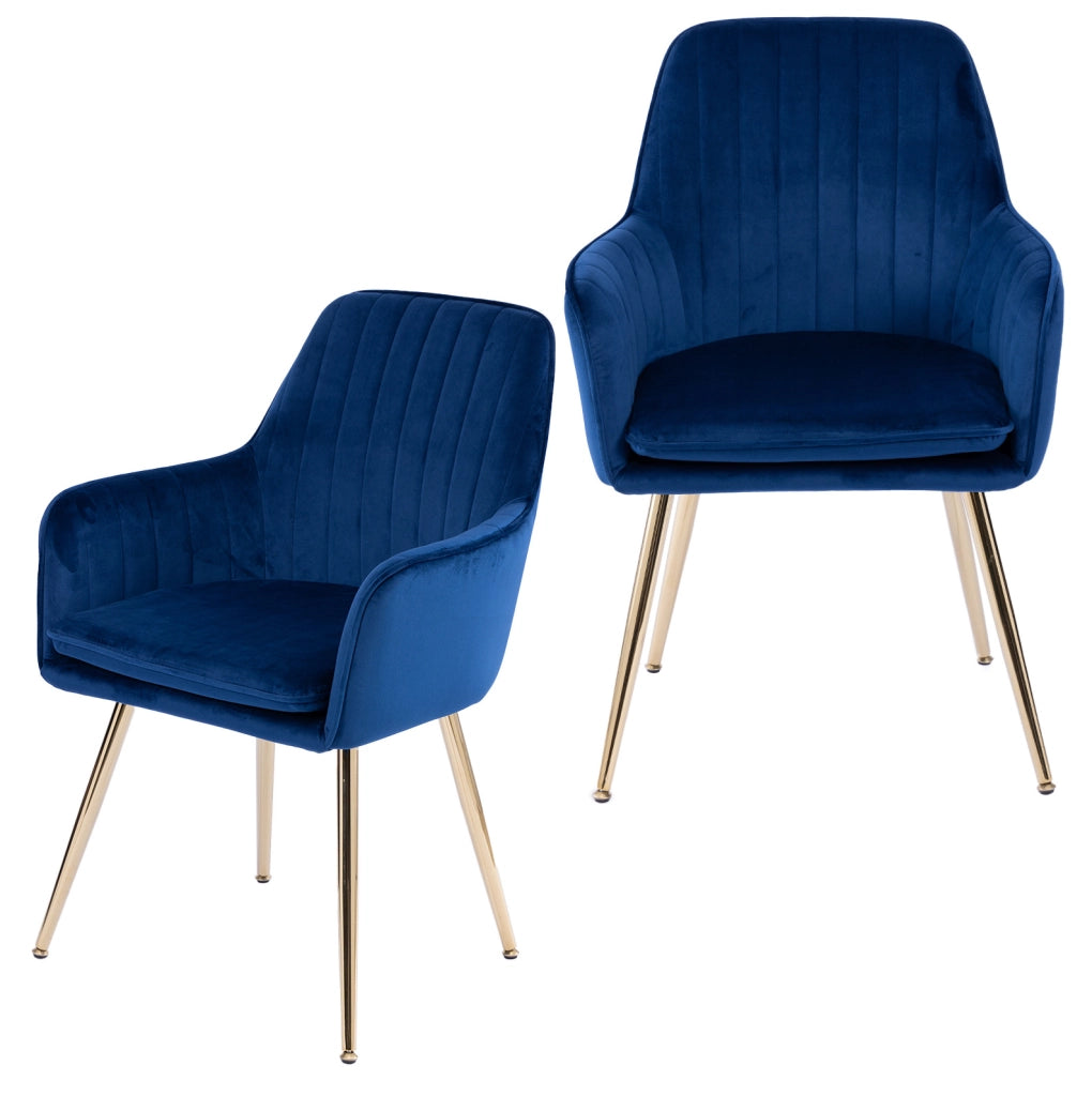 Set di 2 sedie da pranzo blu 57,9 x 57,9 x 85,9 cm con braccioli
