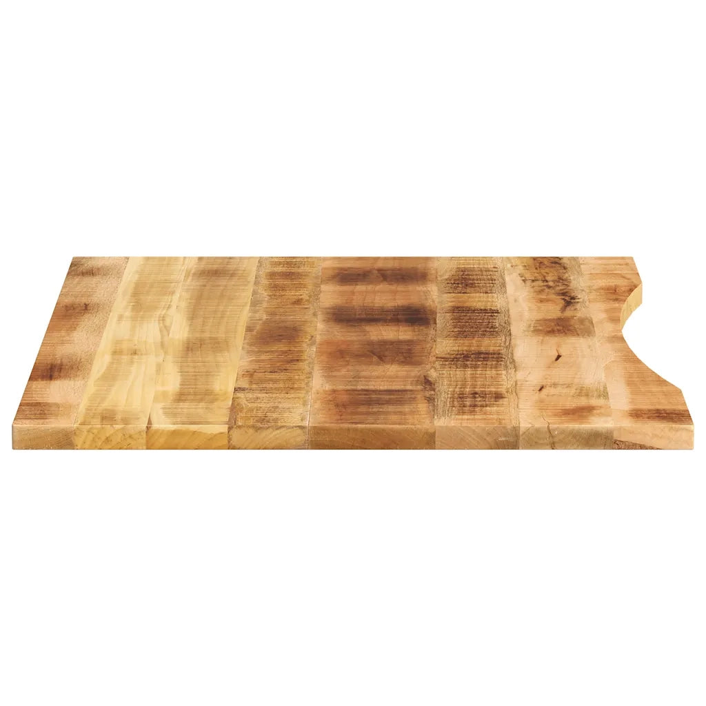 Piano Scrivania con Curva 110x80x2,5cm Massello Grezzo di Mango