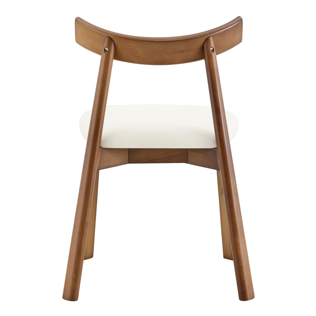 Set di 2 sedie da pranzo in legno di gomma con seduta imbottita, schienale ergonomico, bianche