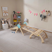 Set triangolo giocattoli pieghevoli per bambini che scalano, Triangolo palestra interno con scivolo ad arco Naturale-Arrampicate e scivoli