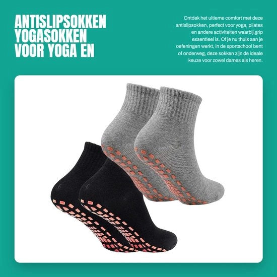 Antinfortunio per Yoga/Pilates 2 Pair - Nero/Grigio - Cotone - EU 36-41 - Respirante e Comfortevole