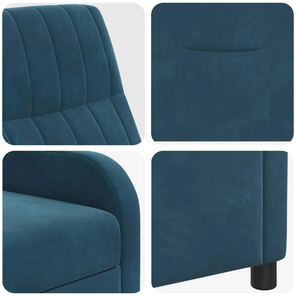 Divano Sedia-Poltrona reclinabile Blu Velluto (V)