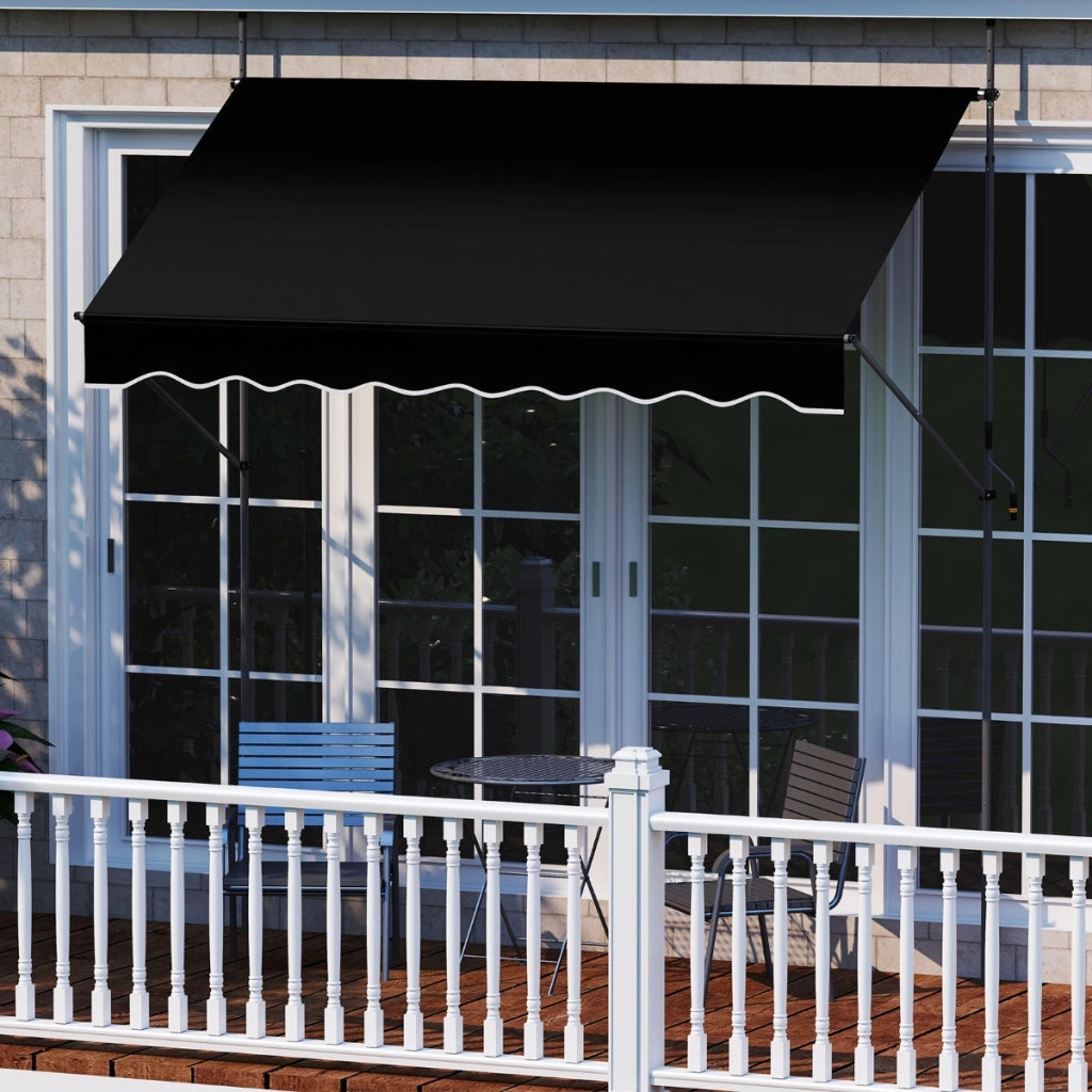 Tenda da sole regolabile per esterni senza foratura con manovella, Tenda da sole e giardino 250 x 210-300 cm Nero-Tende parasole