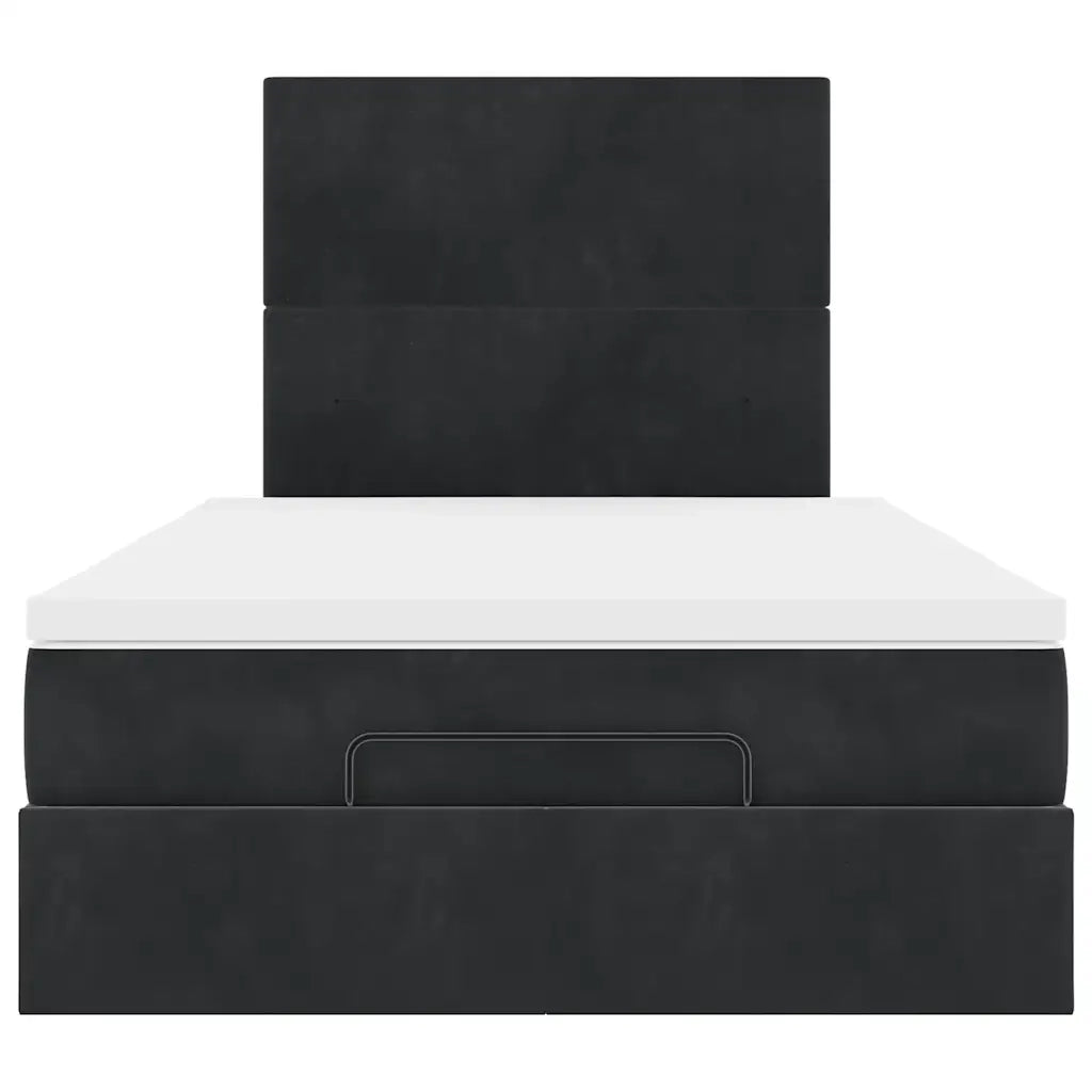 vidaXL Struttura Letto Pouf con Materassi Nero 120x200 cm Velluto
