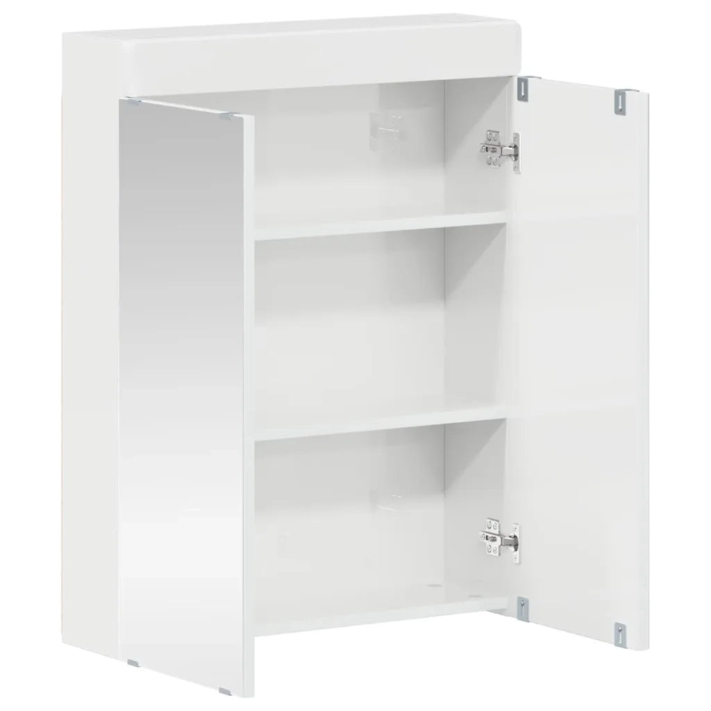Mobiletto per specchio da bagno con porta TULUM Bianco Lucido