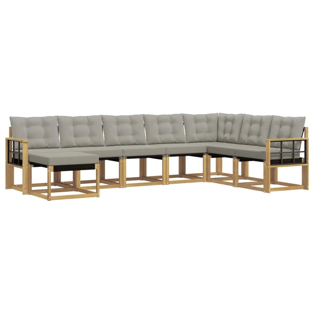 Set di divani da esterno 8 pz Bianco e Grigio Chiaro 3389769