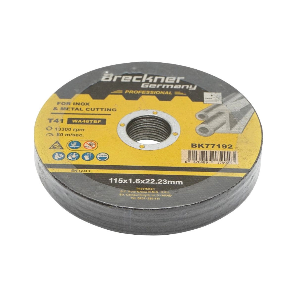 10 Dischi da Taglio T41 115x1.6x22mm Acciaio INOX Ferro Metallo Disco Flessibili per Smerigliatrice Angolare Mola Taglio Breckner Germany