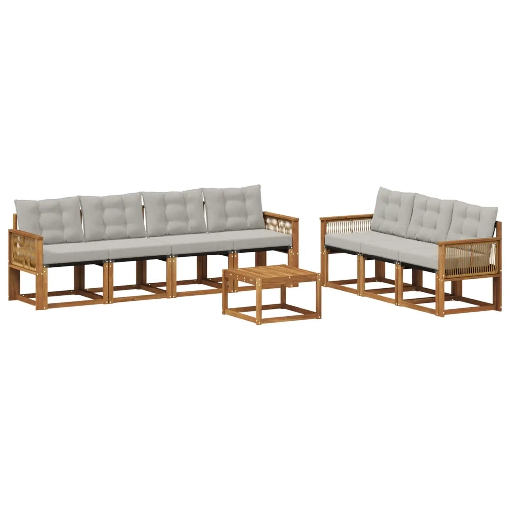 Set di divani da esterno 8 pz Naturale e Grigio Chiaro 3381827