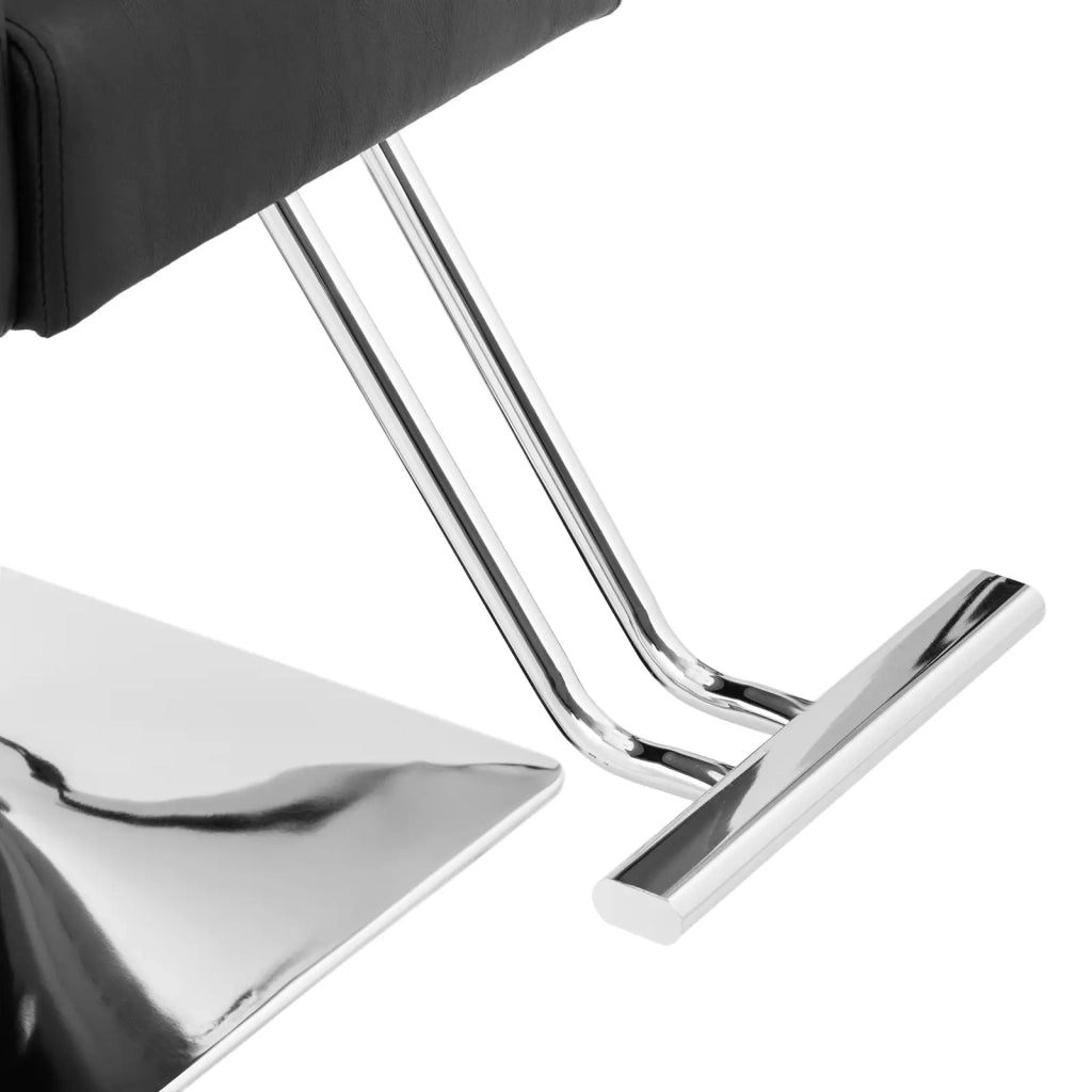 Poltrona professionale per parrucchiere con poggiapiedi altezza seduta 45-55 cm 150 kg acciaio inox PU nero 14_0008959