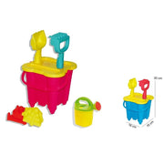 Trade Shop - Set Completo Mare Secchiello Castello Con Formette Innaffiatoio 16x30 Cm 115111 -