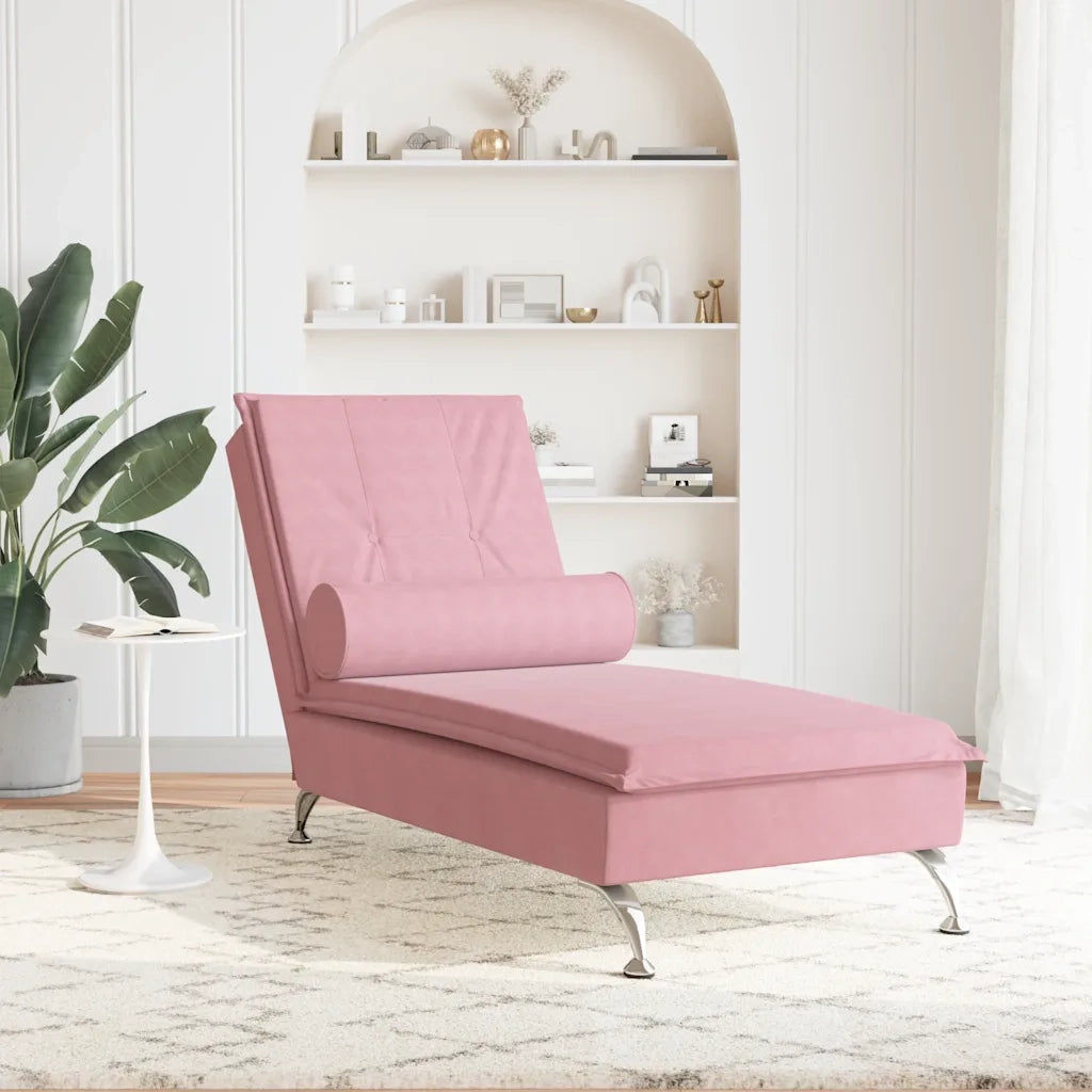 Chaise Longue Massaggi con Cuscino Rosa in Velluto CFW8480643