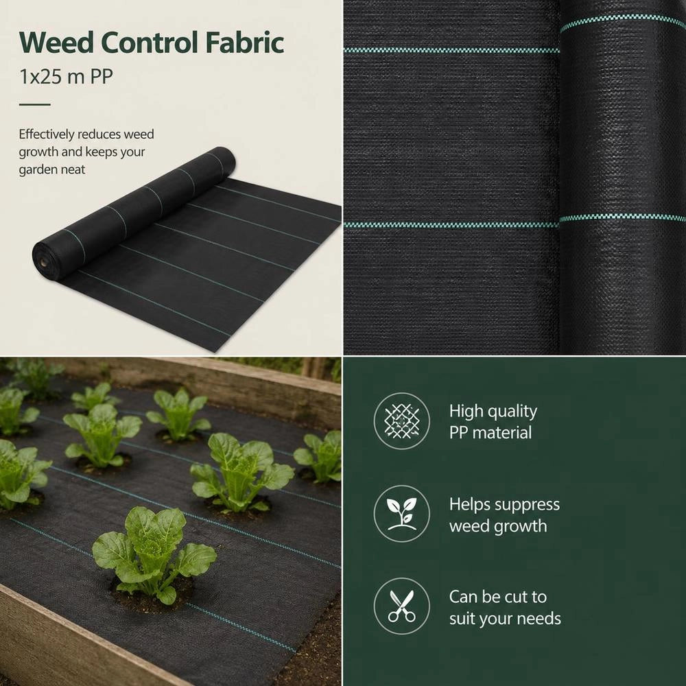 Weed Control Fabric, Black, 1 X 25 M PP