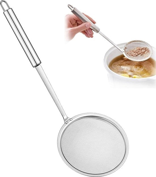 Lepel antiaderente in acciaio inossidabile per schiuma leggero per utensile da cucina con lungo manico per residui di olio, residui di schiuma, residui di grasso - 1 Pacchetto per lavatrice