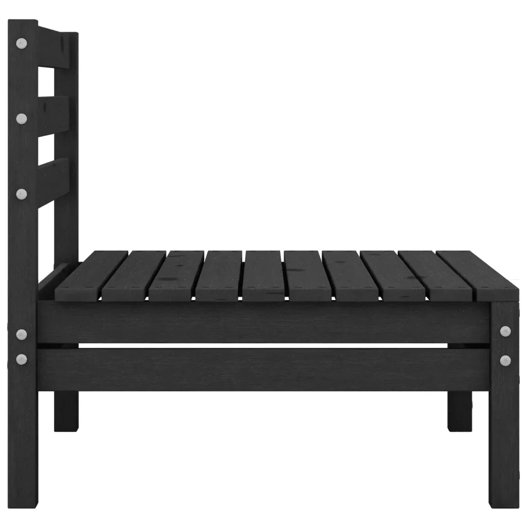 Set Divani da Giardino 8 pz Nero in Legno Massello di Pino 3082416