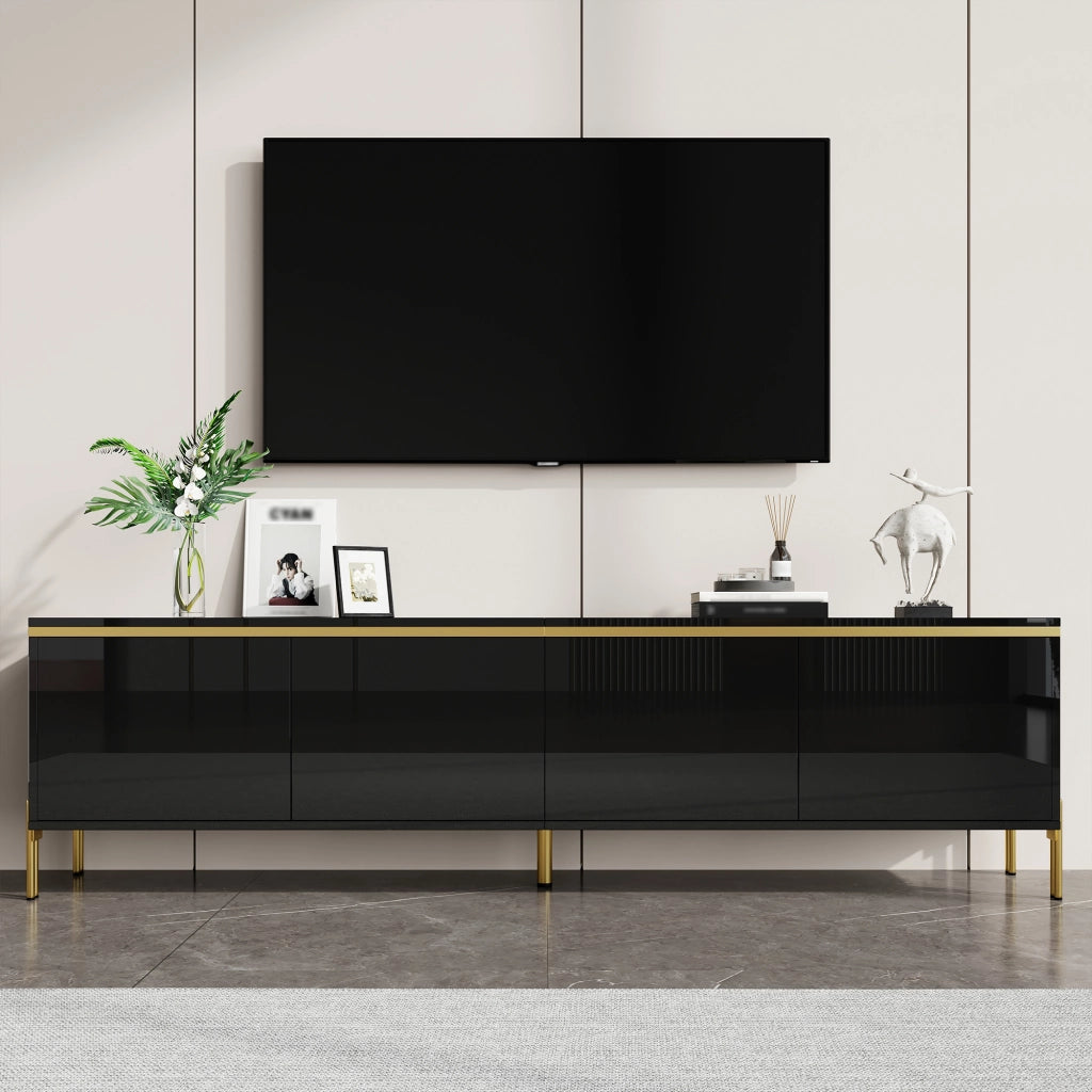 Cassettiera per TV nera in truciolare; lunghezza 170 cm