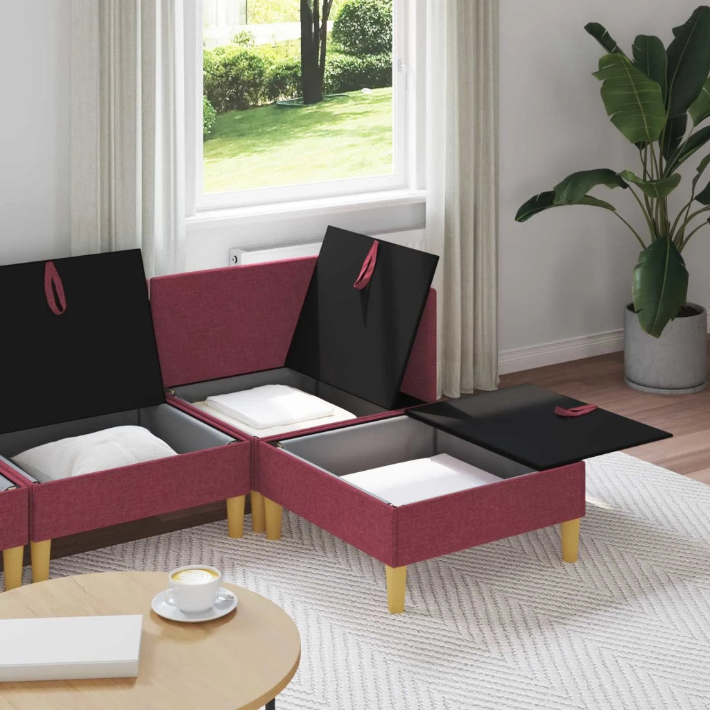 Set di mobili per il soggiorno 4 pcs Rosso Vino Tessuto 3413690
