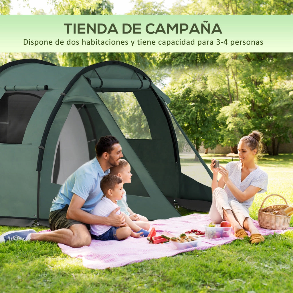 Tenda da Campeggio 3 Posti Impermeabile ¨C zephmum ¨C Verde 475x264x172 cm