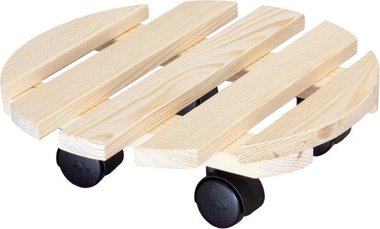 Rotolatore di piante con diametro 30 x 8 cm per piante da interni Rotolatore di fiori certificato FSC Rotolatore di legno di solido di legno naturale Rotolatore di legno Carico massimo 100 kg - 20001801