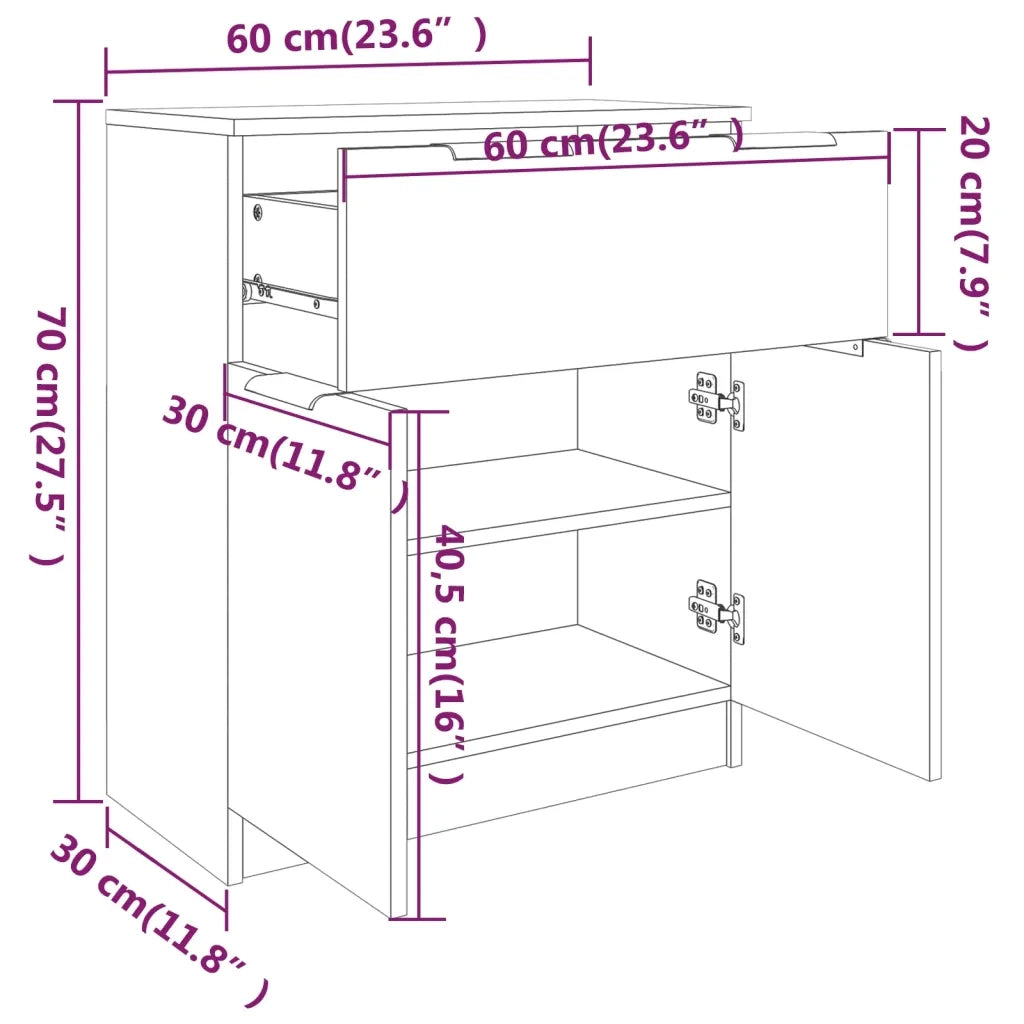 Credenza-Buffet-Armadio da cucina Grigio Sonoma 60x30x70 cm in Legno tecnico 158803