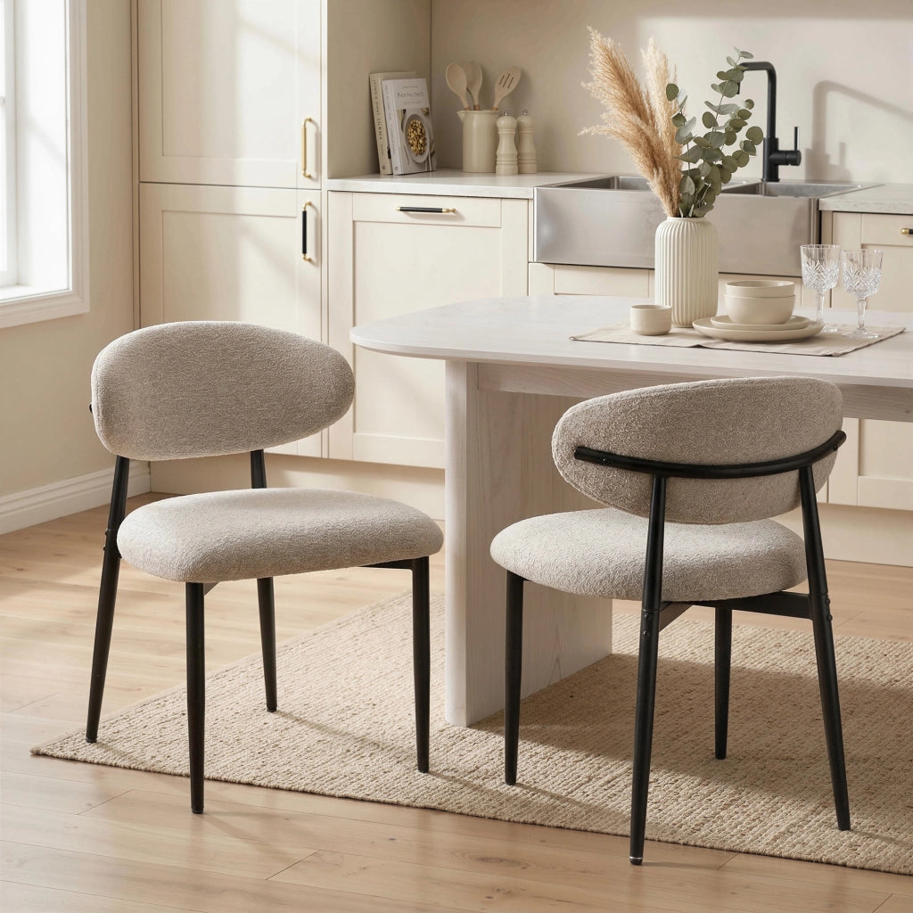 Sedia da pranzo imbottita ¨C Zephmum ¨C Beige, gambe in metallo