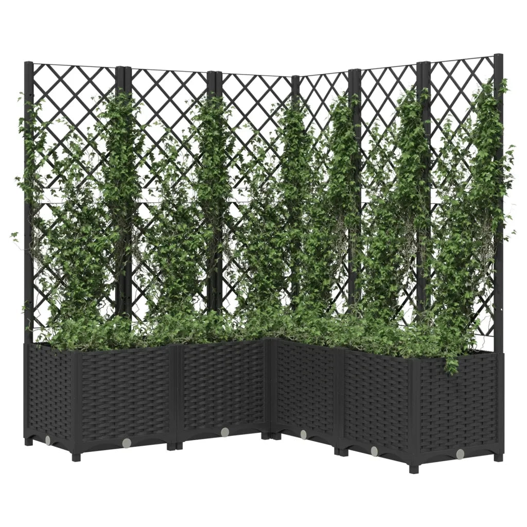 Fioriera | Cassetta per fiori | Vaso da Giardino con Graticcio Nero 120x120x136 cm in PP