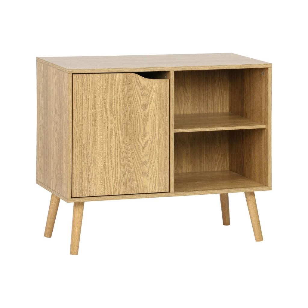 Credenza effetto noce 1 anta, 2 ripiani, 80cm, effetto frassino