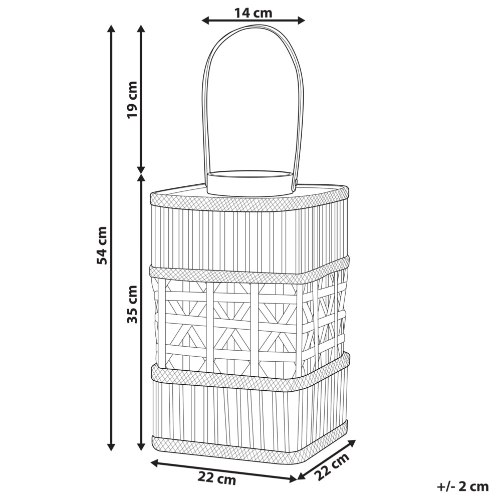 Lanterna porta candela in bambù naturale 35 cm in stile boho per interni ed esterni