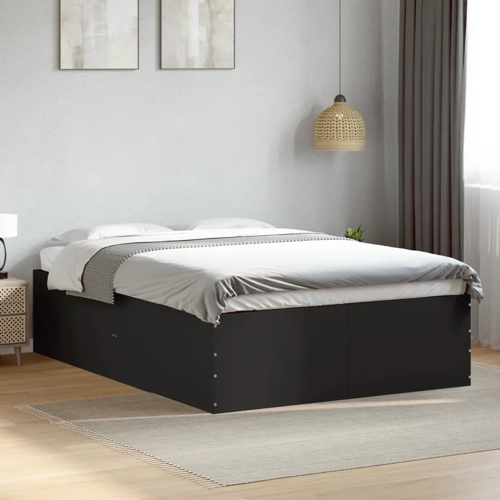 Letto matrimoniale | Letto per adulti | Giroletto Nero 135x190 cm in Legno Multistrato