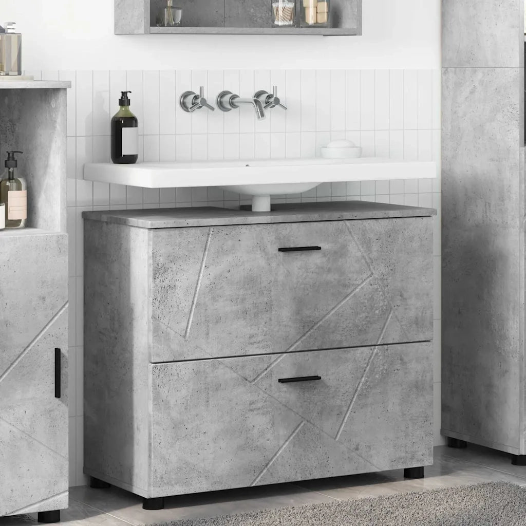 Mobile da Bagno con cassetto Grigio cemento 76,5 x 35 x 64 cm 883297