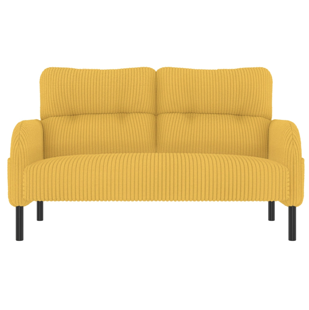 Set divano; poltrona e pouf con tasca laterale in corduroy giallo