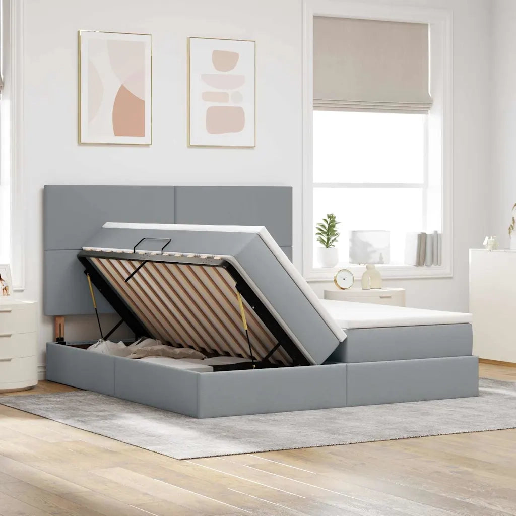 Letto con Contenitore con materasso Grigio chiaro 180 x 200 cm