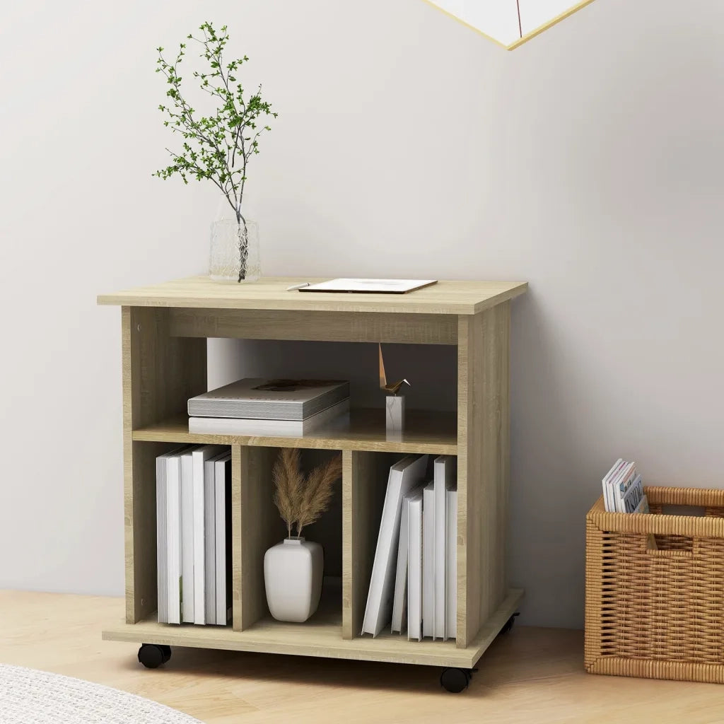 Mobiletto con Ruote Rovere Sonoma 60x45x60 cm Legno Multistrato 808479