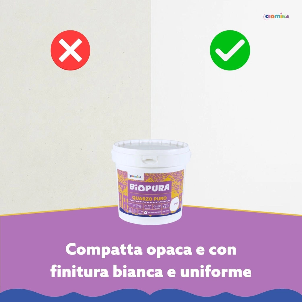 Pittura murale quarzo puro interni esterni finitura opaca linea biopura cromika *** formato 5 lt, confezione 1