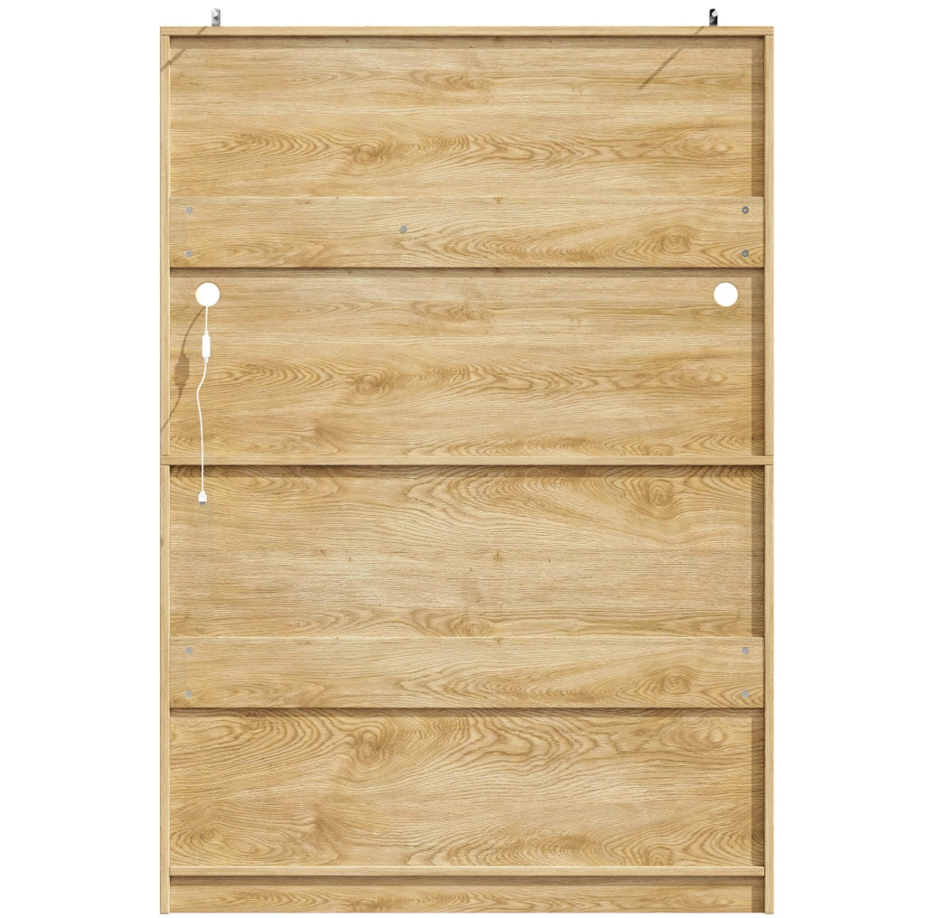 Credenza alta 120x40x180 cm con LED; ante in vetro; MDF e metallo naturale