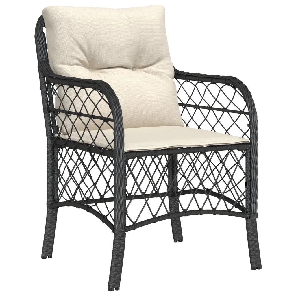 Set da BistrÃ² 3 pz con Cuscini Nero in Polyrattancod mxl 88652