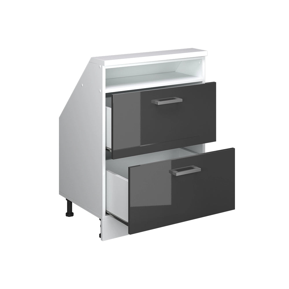 Mobile sottotetto Rion Antracite lucido/Bianco con 2 cassetti Vicco