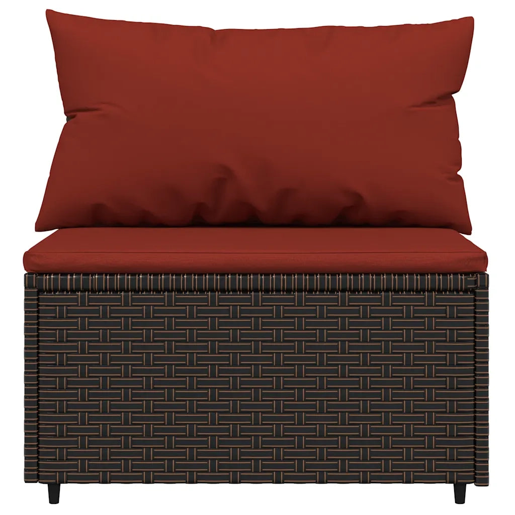 Set Mobili da Giardino 3 pz con Cuscini in Polyrattan Marrone CFW3542854