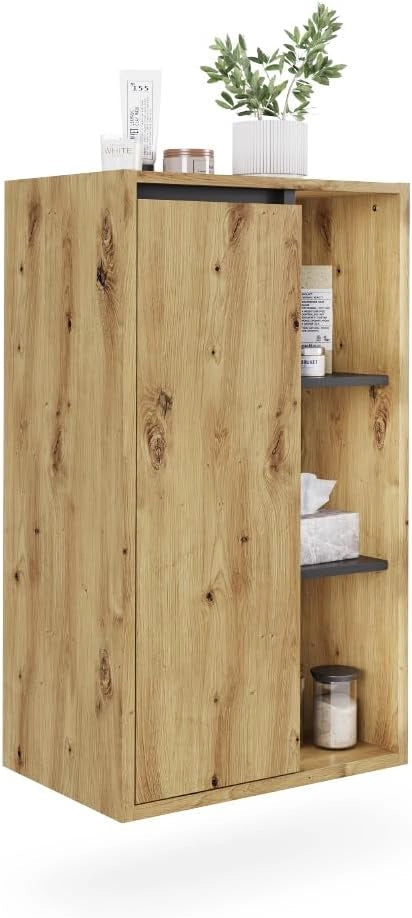 mobiletto bagno Viola, Artigiano/grigio, 50 x 86 cm con ripiani aperti