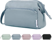 Borsa da trucco per donne con tasca ampia apribile per viaggio (grigio blu)