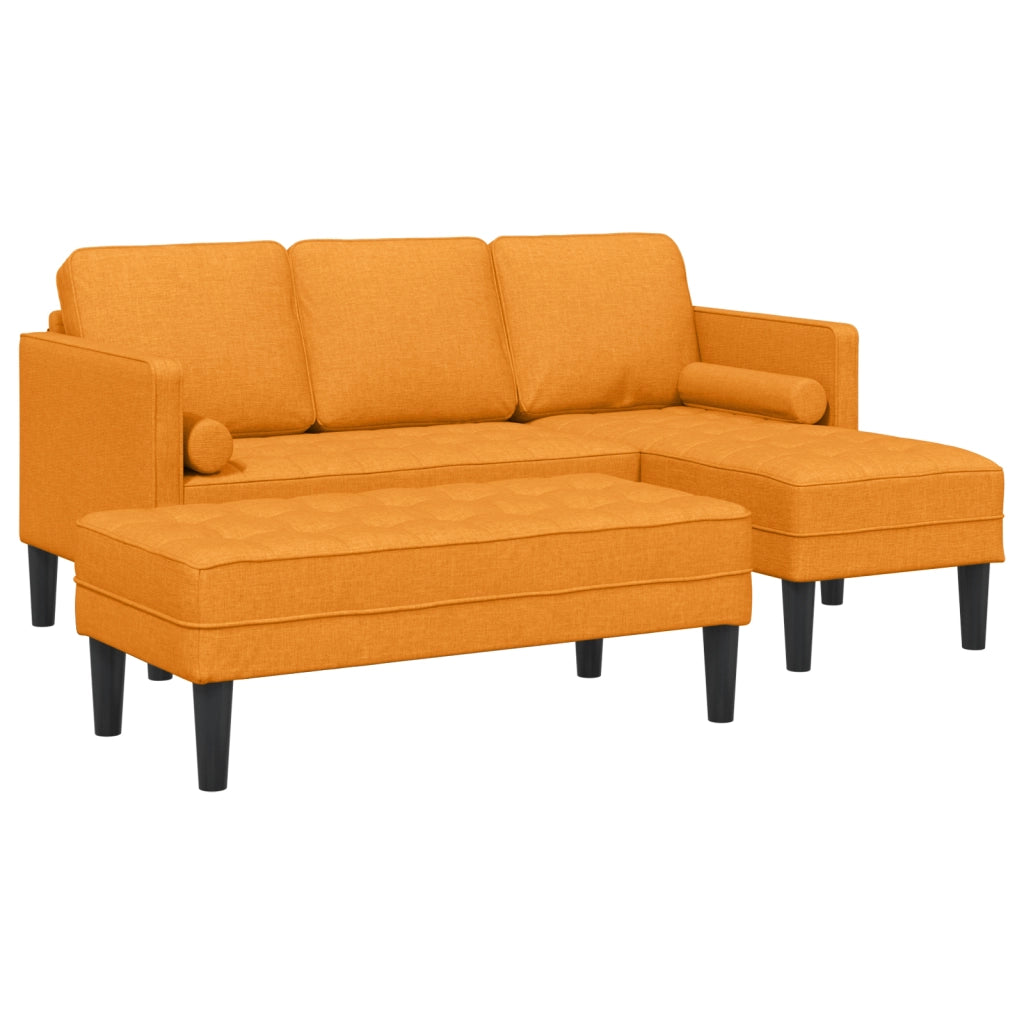 Set di divani da 2 pezzi con cuscini in tessuto giallo scuro