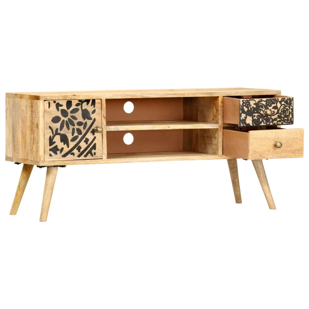 Mobile TV multimediale scaffale per televisione televisore buffet sala da pranzo soggiorno camera da letto 100 x 30 x 45 cm legno massello di mango marrone 02_0025438