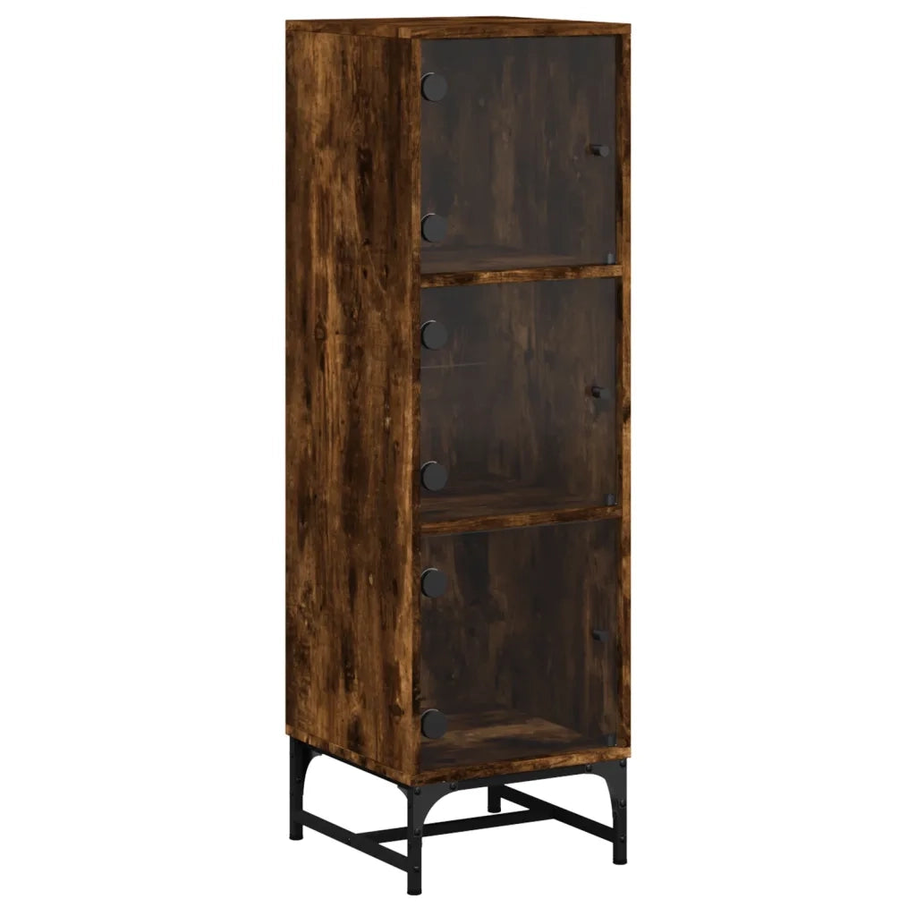 vidaXL Credenza con Ante in Vetro Rovere Fumo 35x37x120 cm